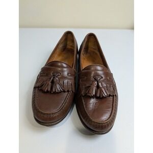 Salvatore Ferragamo Tassel Loafers Mens 9.5 D Brown Leather Kiltie Italy